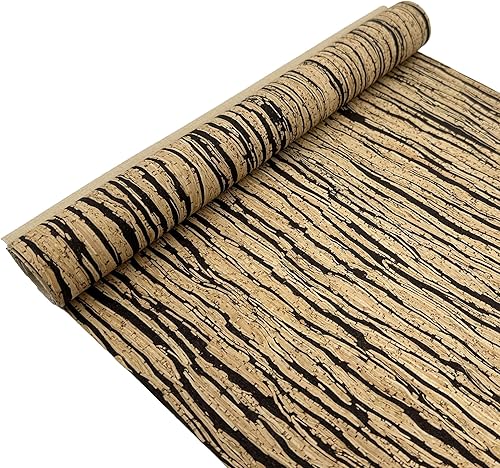 Tela de corcho por yarda, tela de corcho para coser con superficie de café negro, 12 x 52 pulgadas más grande para manualidades, cortar proyectos de