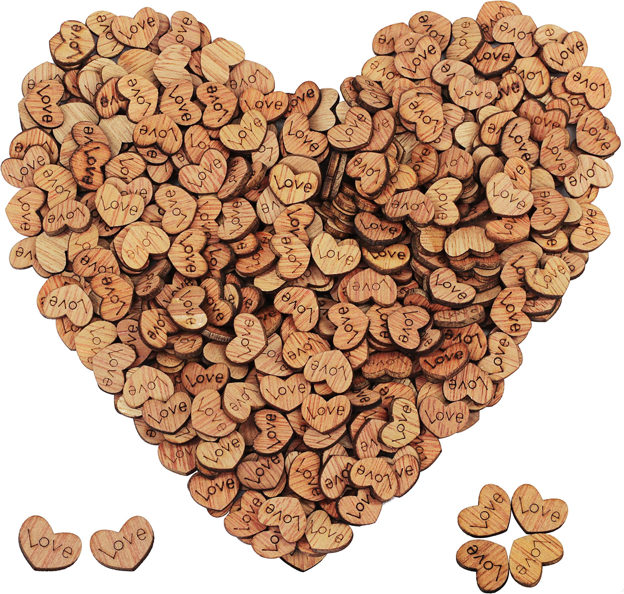 besttoyhome 400 Pcs Rustic Wooden Love Heart Ornaments Mini Hearts Table Scatter Heart Shaped Wood Slices Cutouts Wood Heart Confetti for Valentine's Day Crafts Wedding Decorations