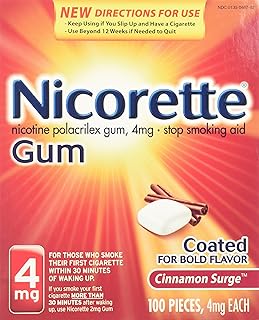 Nicorette Gum 100 Pieces 4mg Cinnamon Surge Flavor