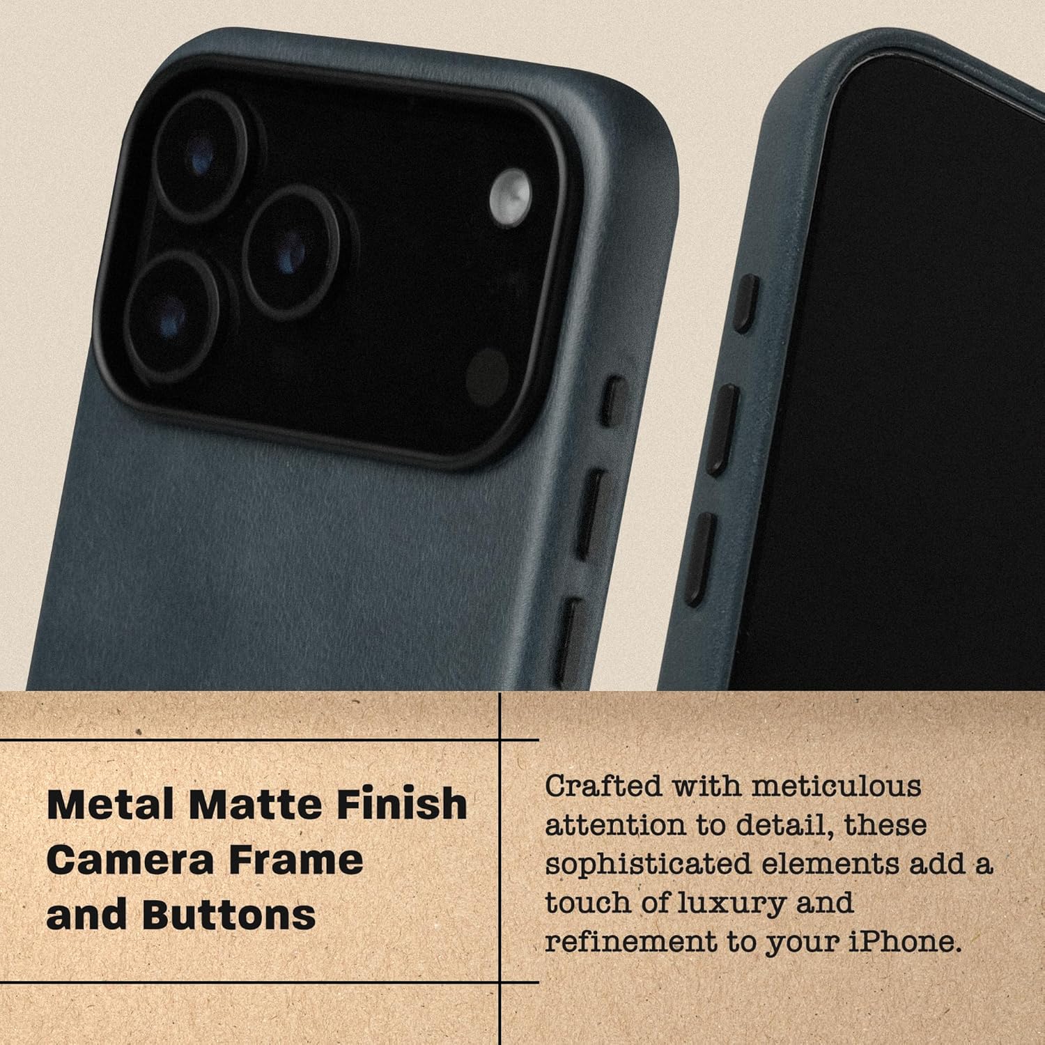 Handcrafted Premium Italian Leather Case for iPhone 17 Pro - [Built-in Camera Control] - Compatible with Magsafe - Two-Tone Effect with Unique Patina Over Time - Mist Blue - Image 7