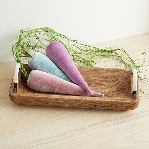 Miniatura 3 de Your Heart's Content Bandeja de mesa auxiliar de madera rústica con asas, centros de mesa de granja para mesa de comedor, bandejas decorativas para