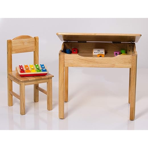 Single-Seat Solid Wood Kids Study Table with Storage