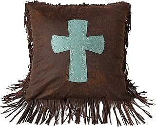 Paseo Road Cheyenne Western Cross Decorative Pillow, 18x18 inch, Brown a...