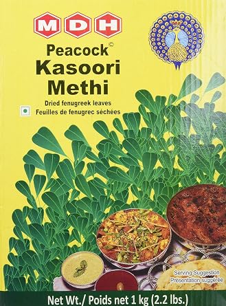 Peacock Kasoori Methi Dried Fenugreek Leaves 2.2 lbs 1 Kg