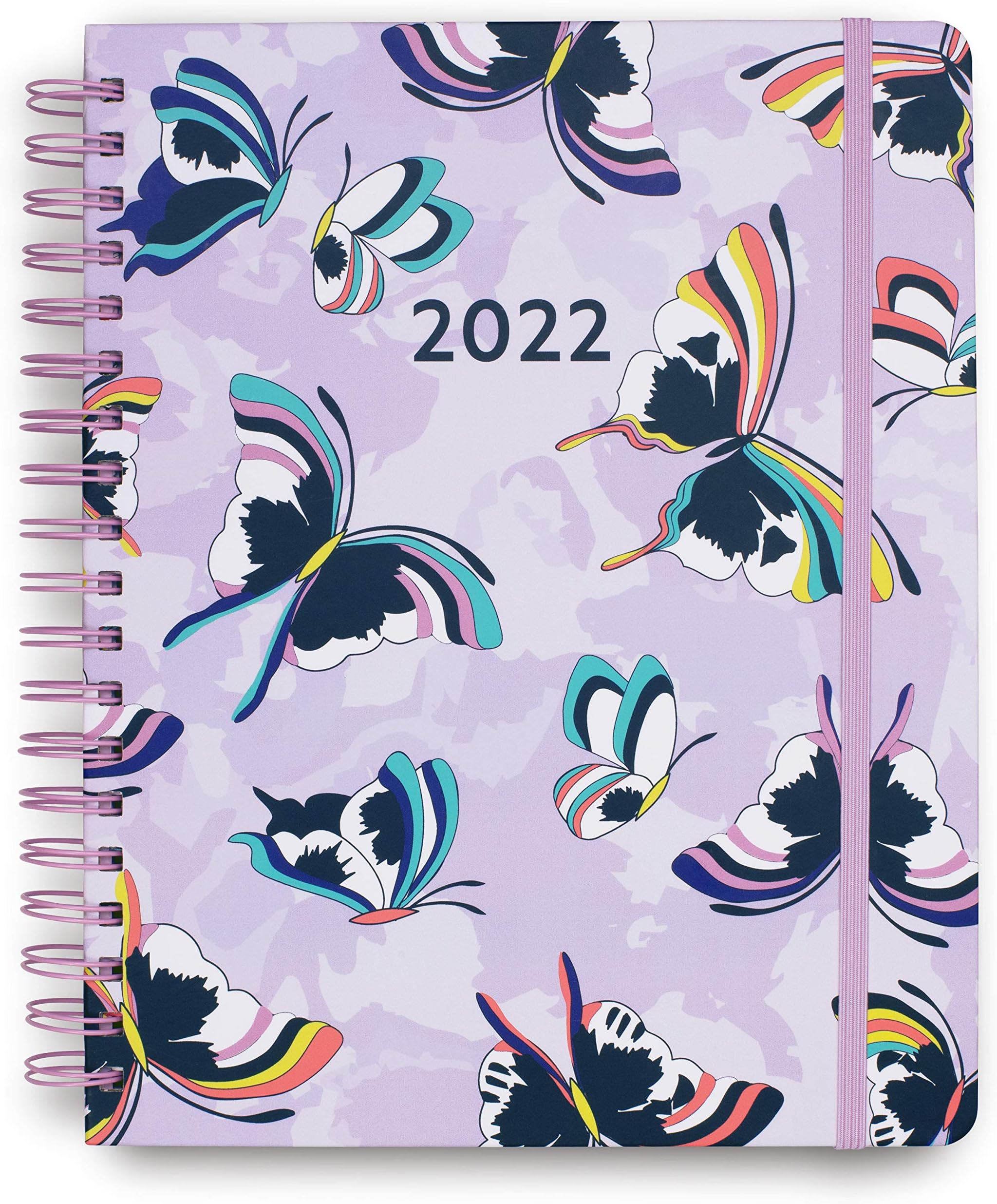 Vera Bradley 2021-2022 Jumbo Planner Daily Weekly & Monthly, 17 Month Hardcover Agenda Dated Aug 2021-Dec 2022, Personal Organizer with Stickers, Holidays/Notes Pages, Pocket, & Monthly Tabs, Lavender Butterflies
