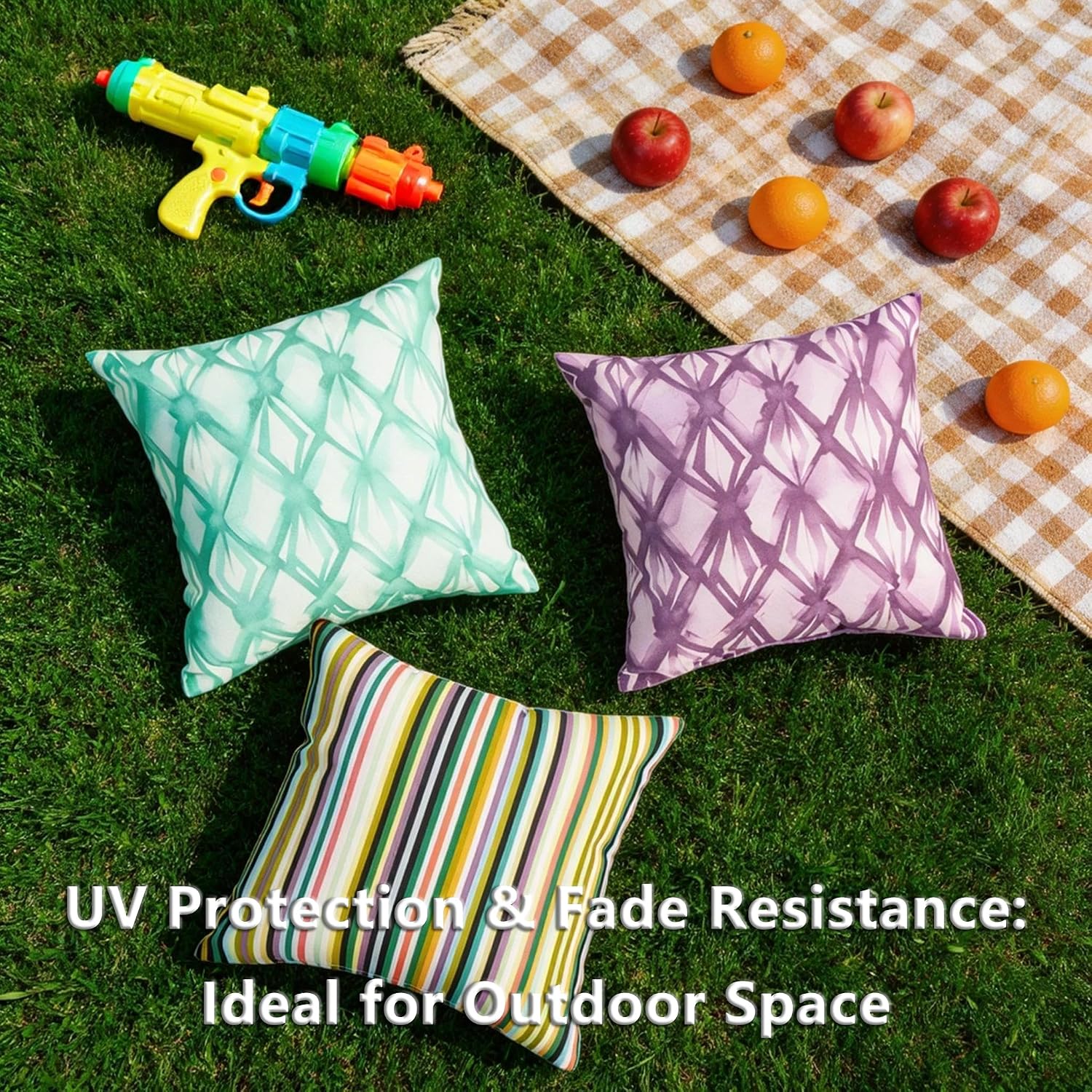 Outdoor Throw Pillows 18x18 Pillows Couch Pillows Set of 4 Outdoor Pillows Waterproof for Patio Furniture, Sofa, Couch, Chair, Bloom Amethyst Diamond