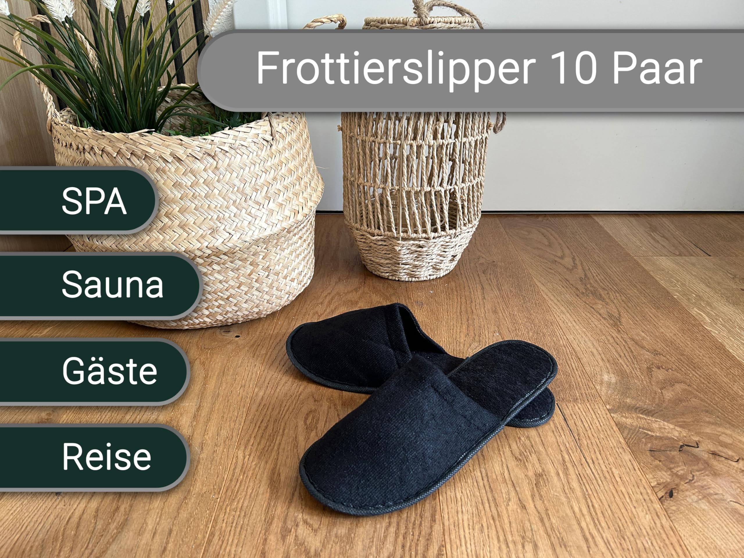 ZOLLNER Einwegslipper Gästehausschuh mit geschlossener Spitze - Frottierslipper für Reise, Spa, Sauna und Zuhause - rutschhemmende Sohle - Einheitsgröße - Hotelqualität, 580
