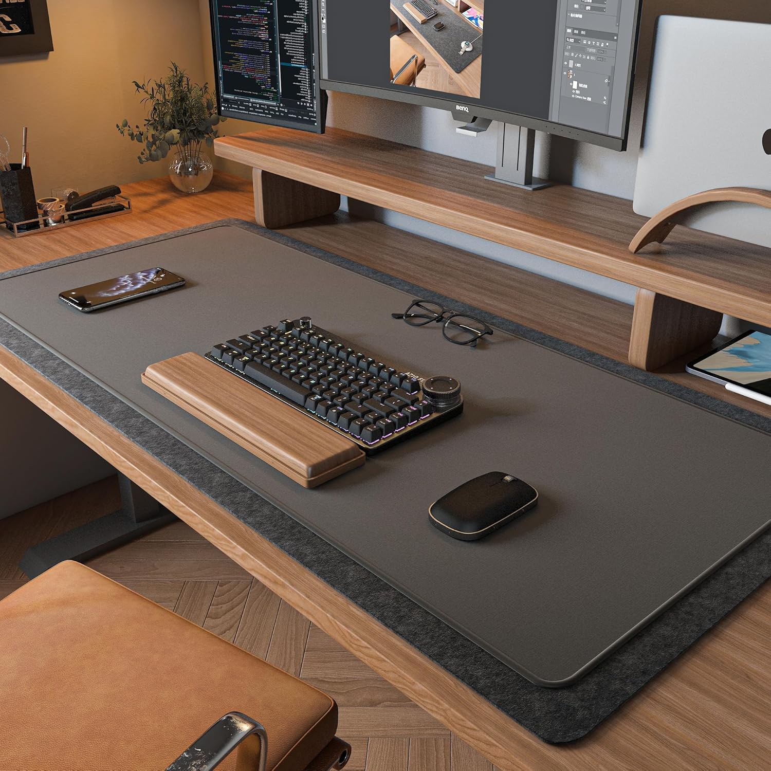 DAWNTREES 2 PCS Gaming Mouse Pad Mat,90x40CM+80x30CM Desk Mat,Large