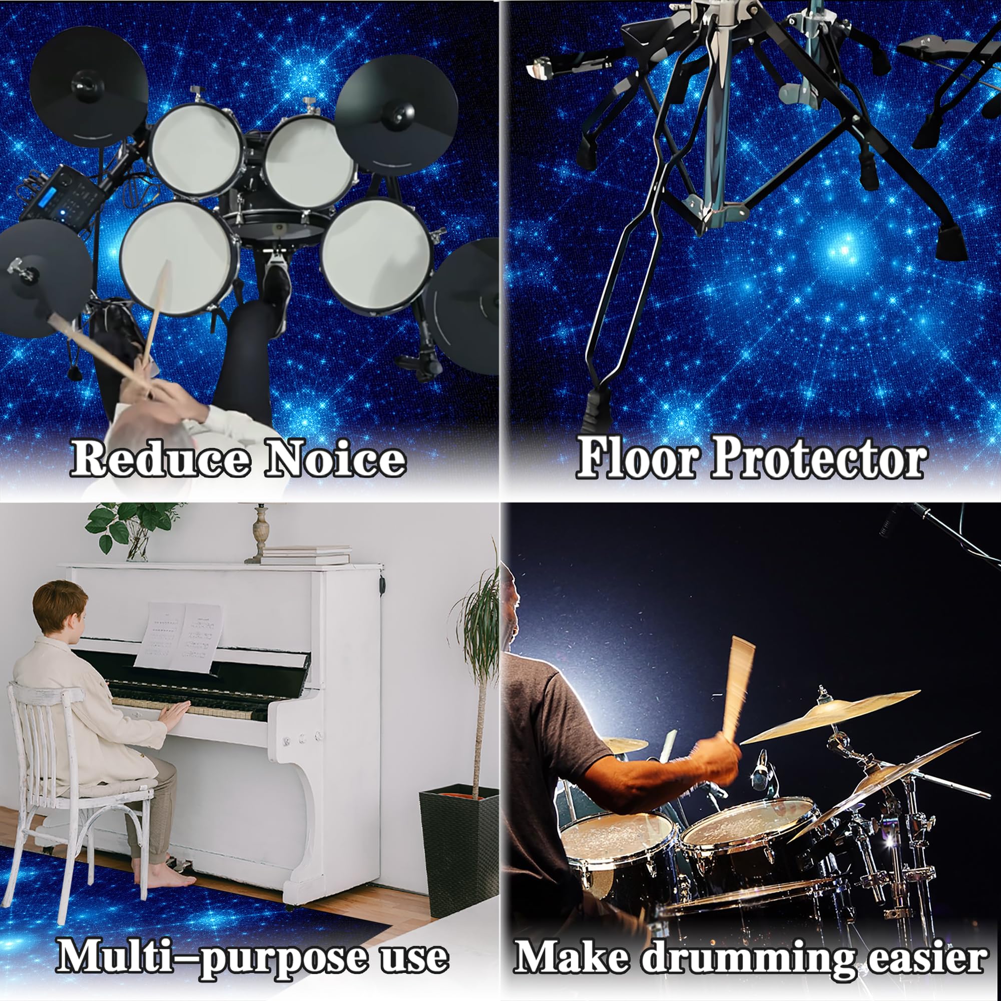 Dywan perkusyjny, antypoślizgowy, dźwiękoszczelny, mata do użytku wewnątrz i na zewnątrz, elektroniczny zestaw perkusyjny jazzowy, do bębna basowego, werbla, izolacja akustyczna, mata wygłuszająca