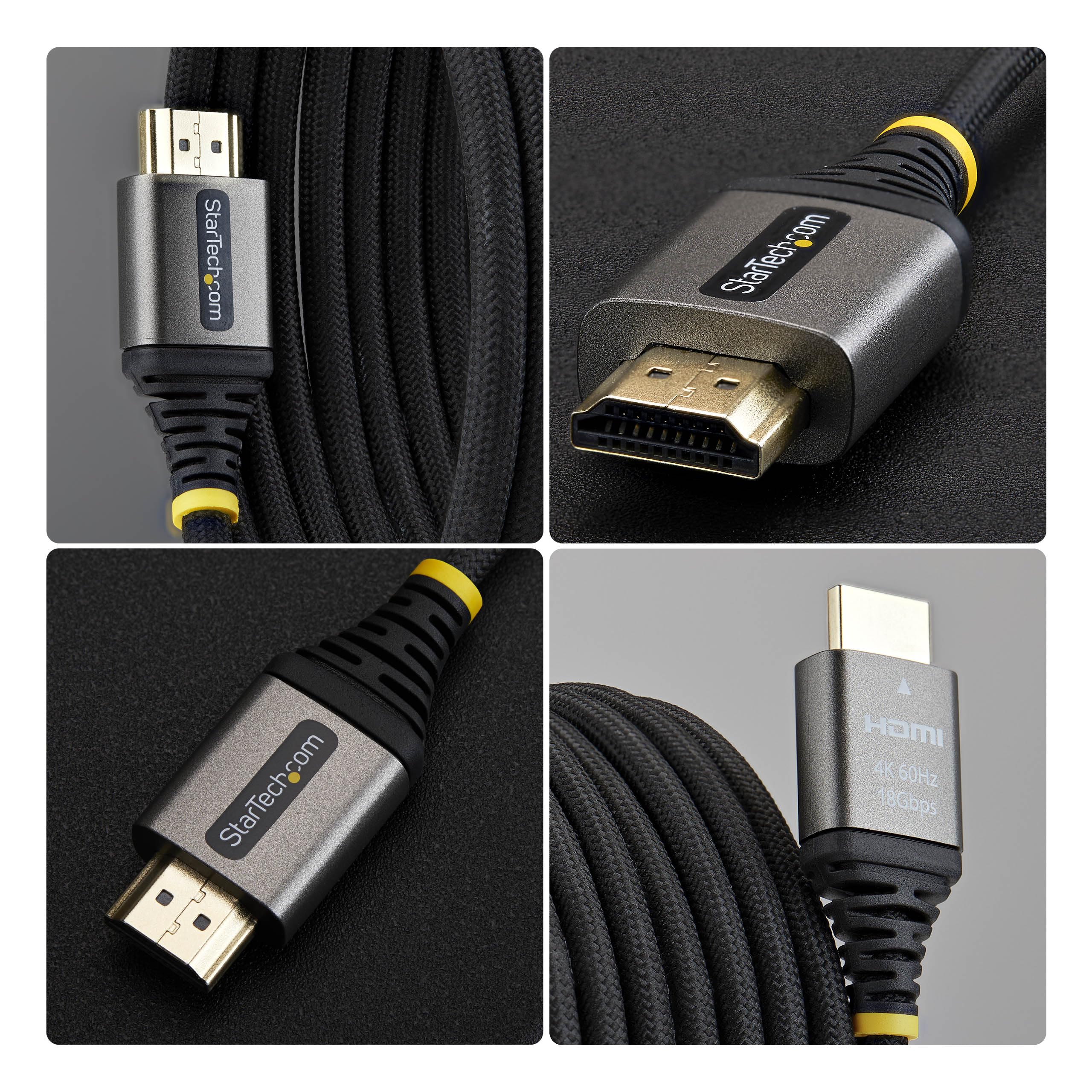 StarTech Cable HDMI Certificado 3m Ultraflexible Trenzado - 4K 60Hz - HDR10 | Cubierta de silicona de baja memoria, Exterior de nailon, Conectores Quick ID, Conforme con RoHS