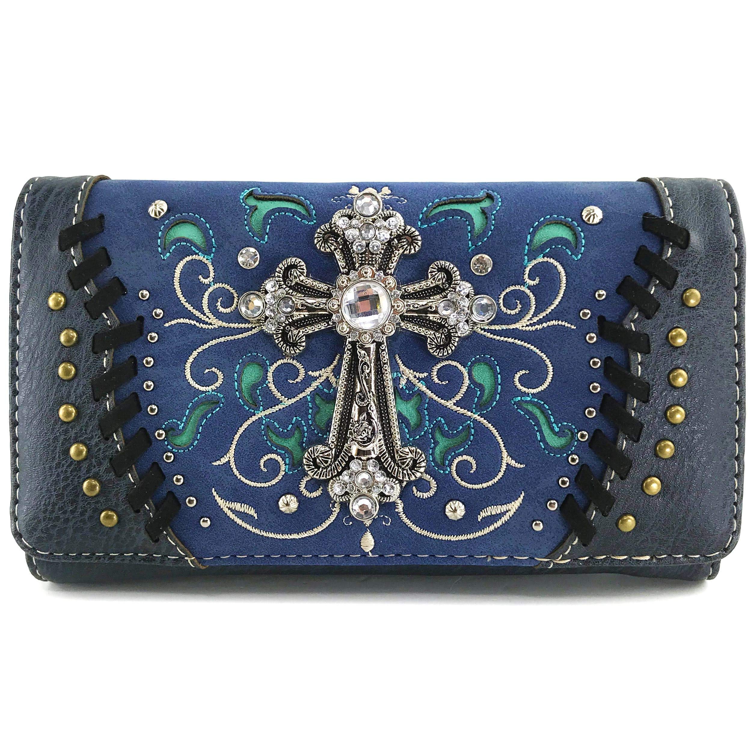 Zelris Spring Bloom Western Cross Women Crossbody Wrist Trifold Wallet