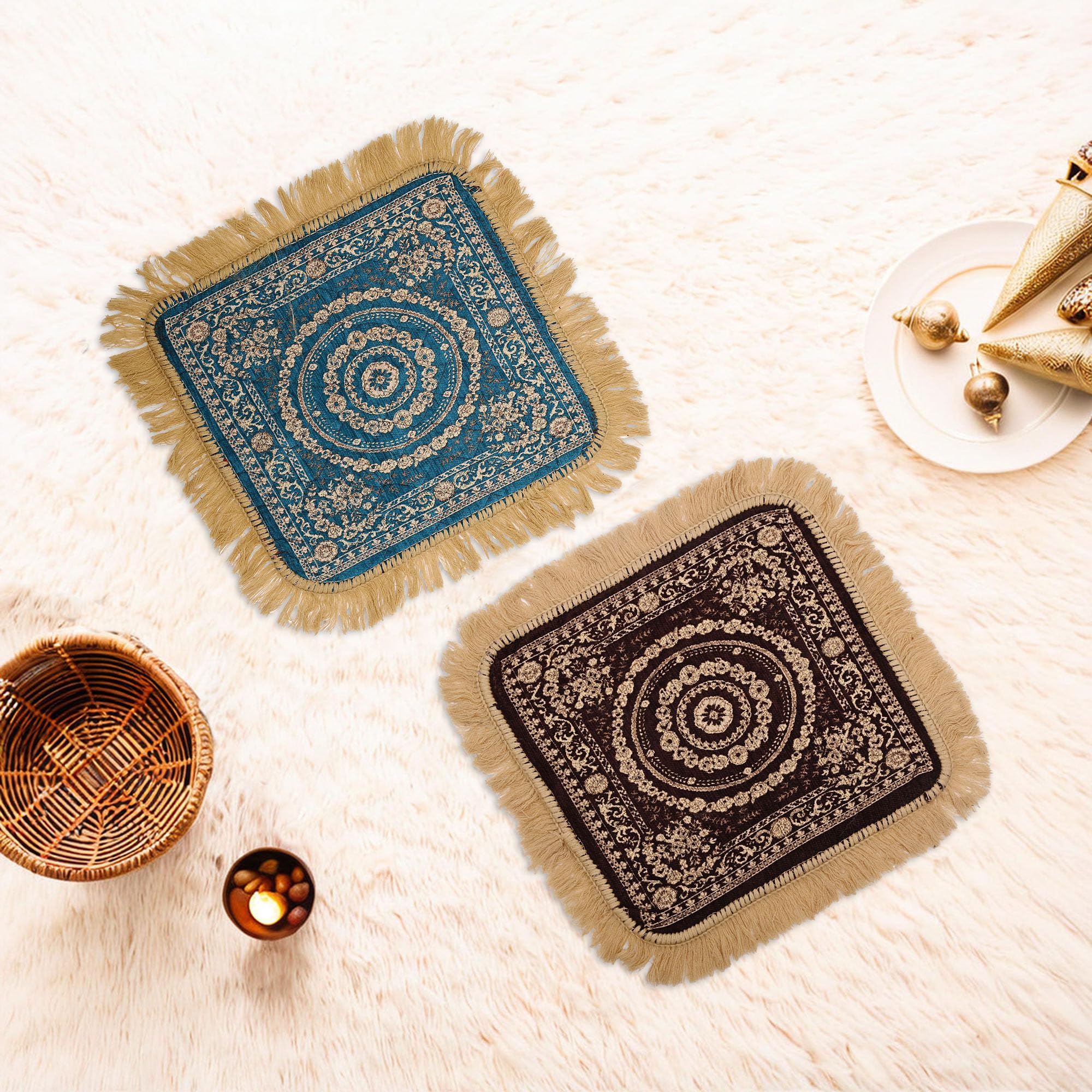 Velvet Pooja Mats - 6 Pack for Meditation & Home -9