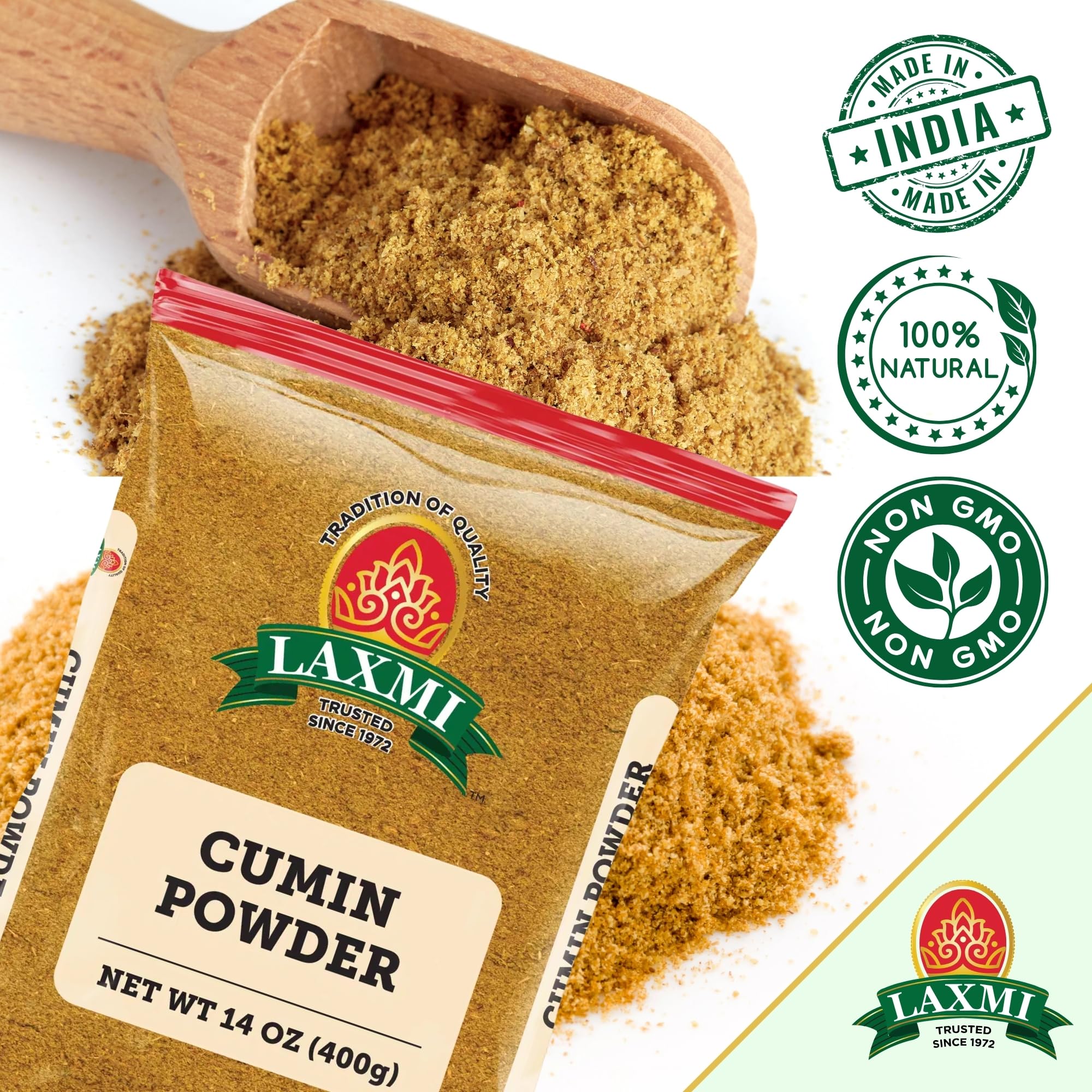 Laxmi All-Natural Dried Cumin Powder - 14 Ounce