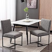 Vista 15 de Juego de 2 sillas de comedor modernas, sillas de comedor tapizadas de lino con patas de metal cromado para comedor, tocador, cocina, sala de estar