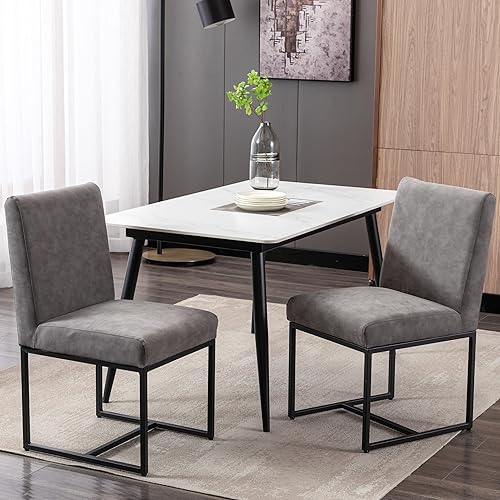 Miniatura 15 de Juego de 2 sillas de comedor modernas, sillas de comedor tapizadas de lino con patas de metal cromado para comedor, tocador, cocina, sala de estar