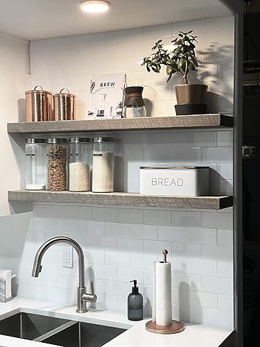 Miniatura 7 de Joel's Antiques - Estantes flotantes de 48 pulgadas para pared, hechos de madera natural y fácil de instalar, estantes rústicos resistentes para