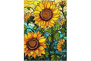 Stained Glass Sunflowers Jigsaw Puzzle 1000 Pieces for Adults