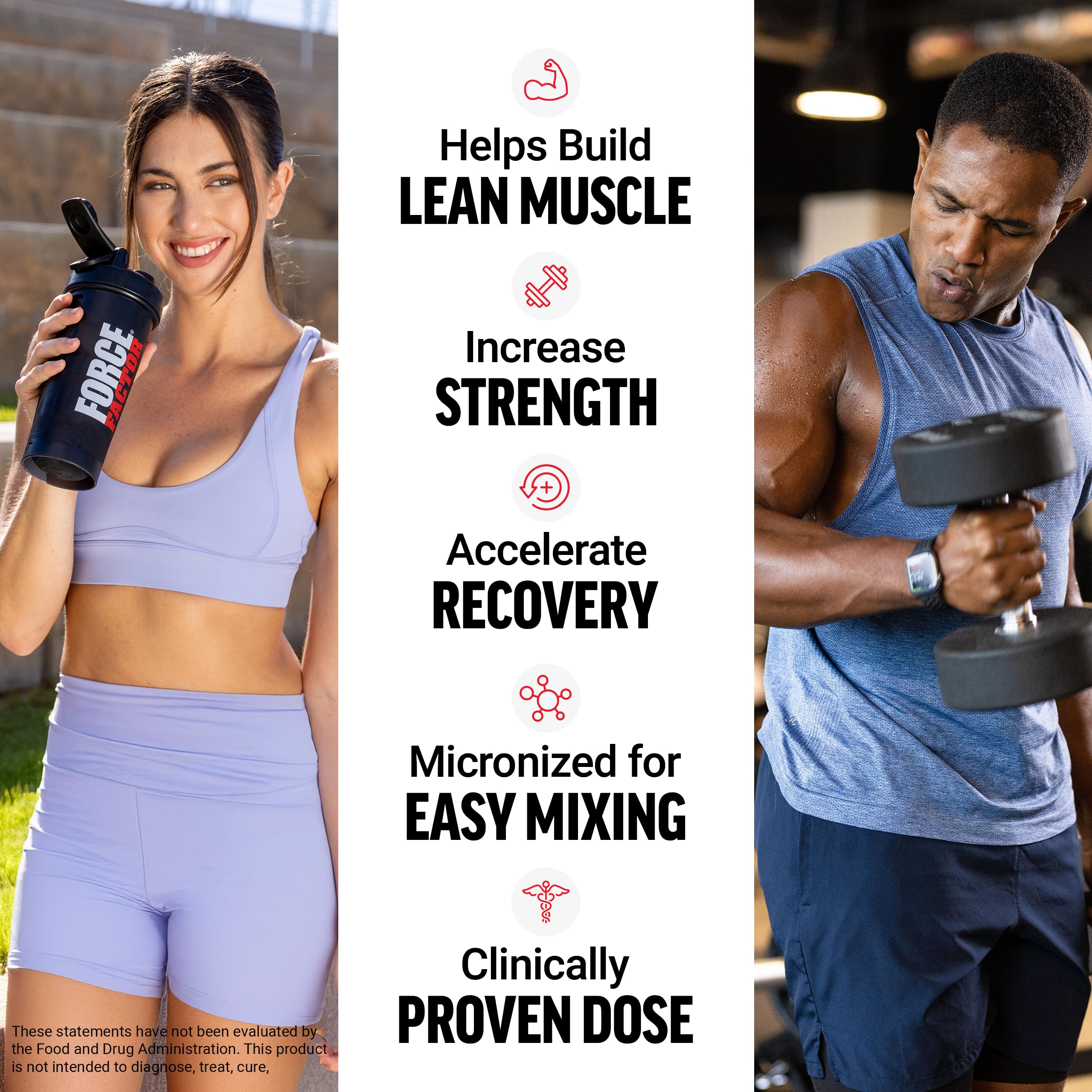 Force Factor Creatine Monohydrate Powder, 5g Micronized Dose to Support Muscle Growth, Strength, Recovery, Cognitive Health & Memory, Unflavored, 100 Servings