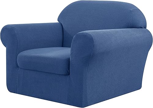 Vista 450 de CHUN YI - Funda elástica para sillón (3 piezas), funda para sofá de 1 plaza con un respaldo y cojín separado con banda elástica, tela jacquard