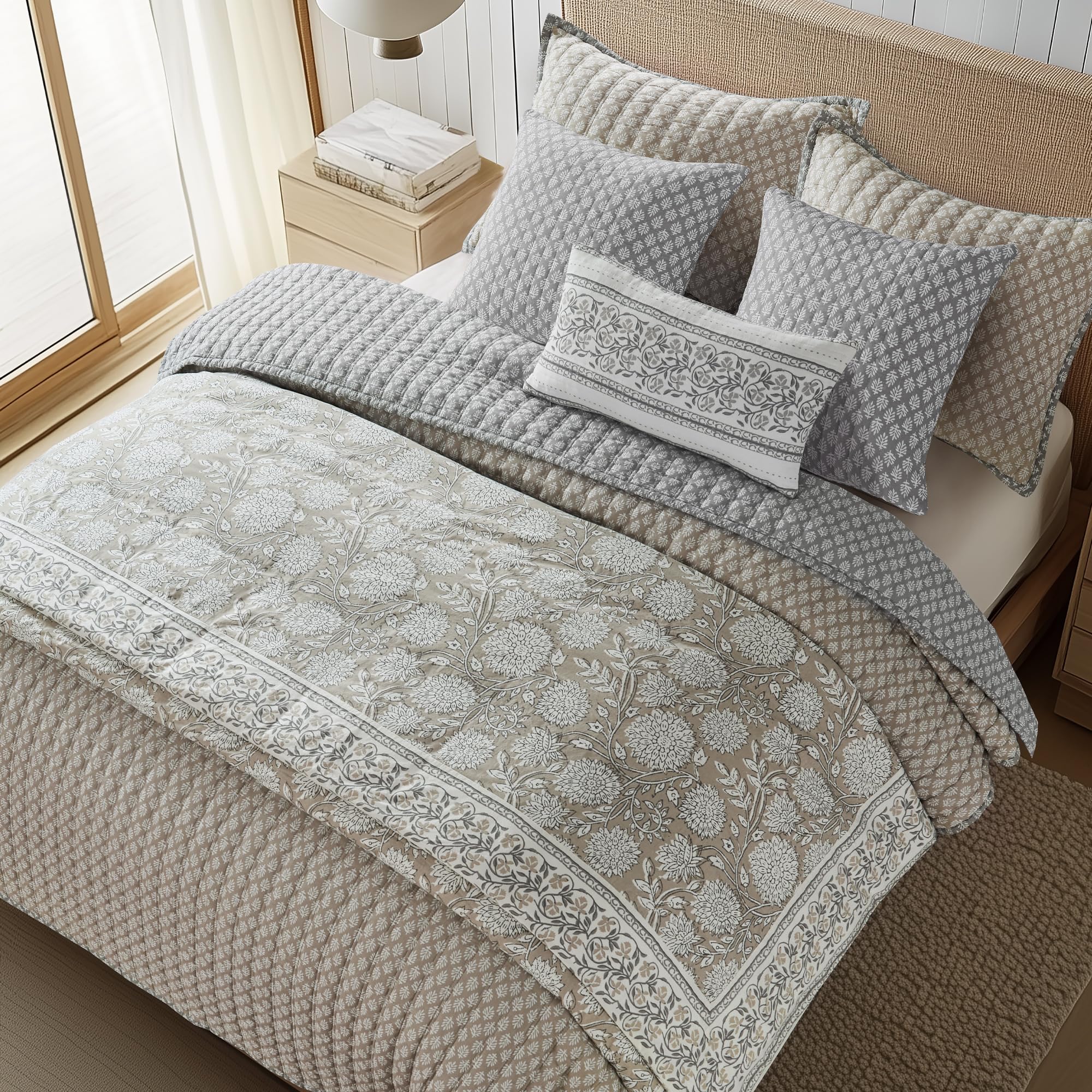 Amazon.com: Levtex Home Adare Taupe Reversible Queen Duvet Cover
