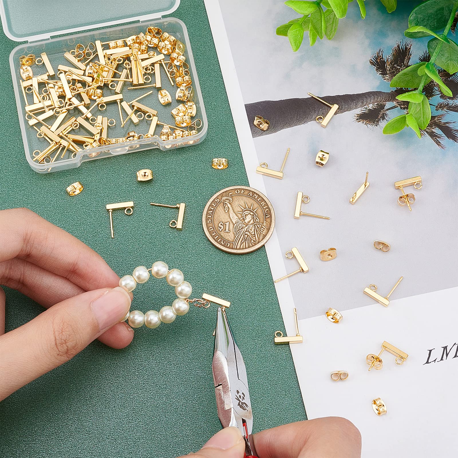 UNICRAFTALE 24pcs Clous Boucles D'Oreilles Plaqué Or 18K Avec Écrous - Fabrication Bijoux DIY