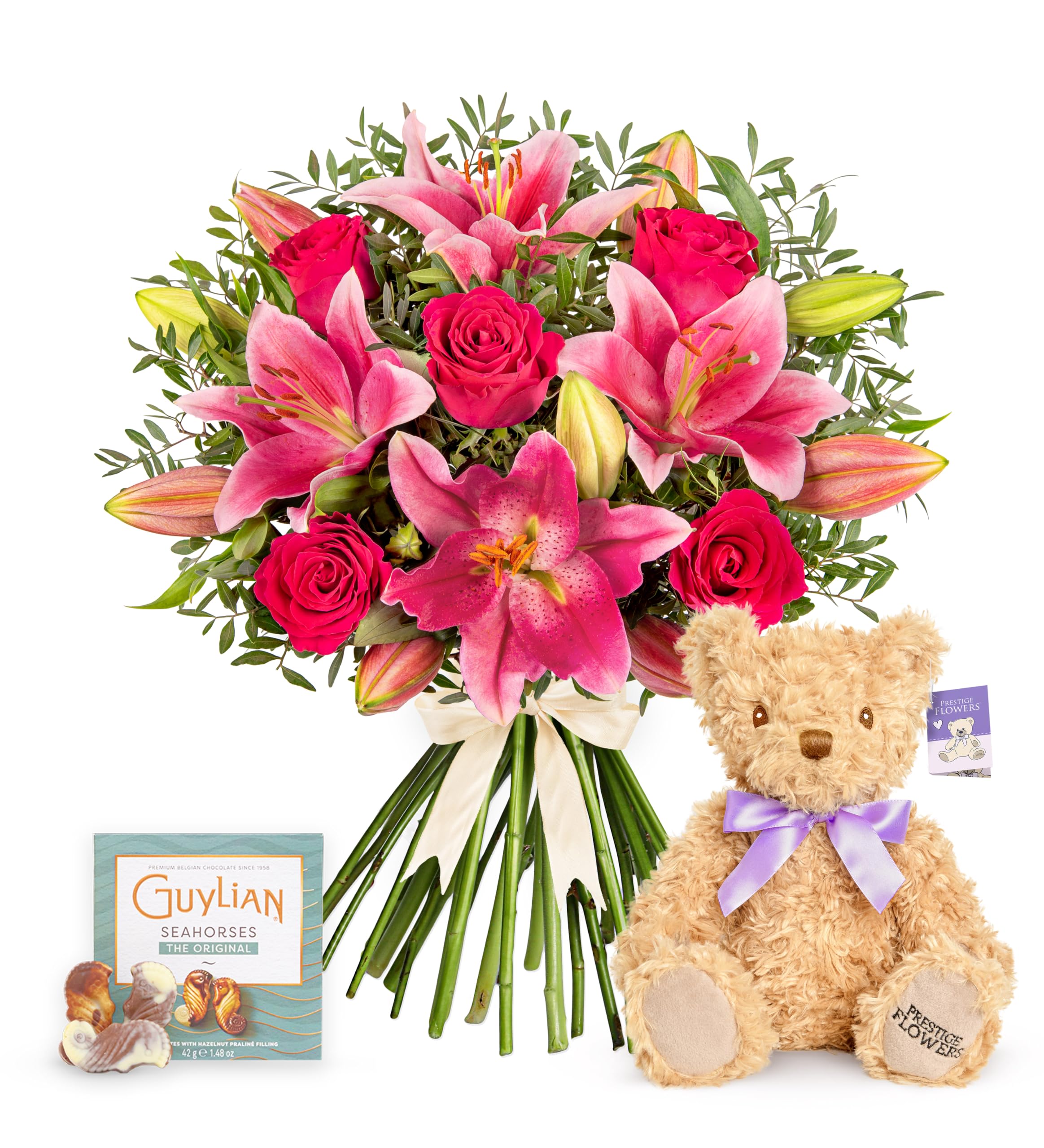Rose and Lily - Fresh Flowers - Birthday, Anniversary, Get Well, Thank You, Occasion Flower - Cut Floral Arrangement for Gifts, Weddings, Sympathy, Celebrations, Mothers day (Giftset)