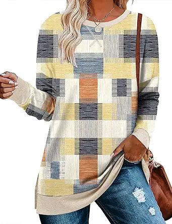 BETTE BOUTIK Women's Drop Long Sleeve Sweatshirts Casual Crewneck Tunic Tops Sweartshirts With Side Slits S-3XL