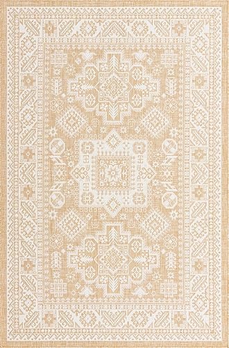 Miniatura 411 de Rugs.com Outdoor Aztec Collection Alfombra – 4 x 6 pies alfombra de tejido plano gris carbón perfecta para salas de estar, grandes comedores, planos