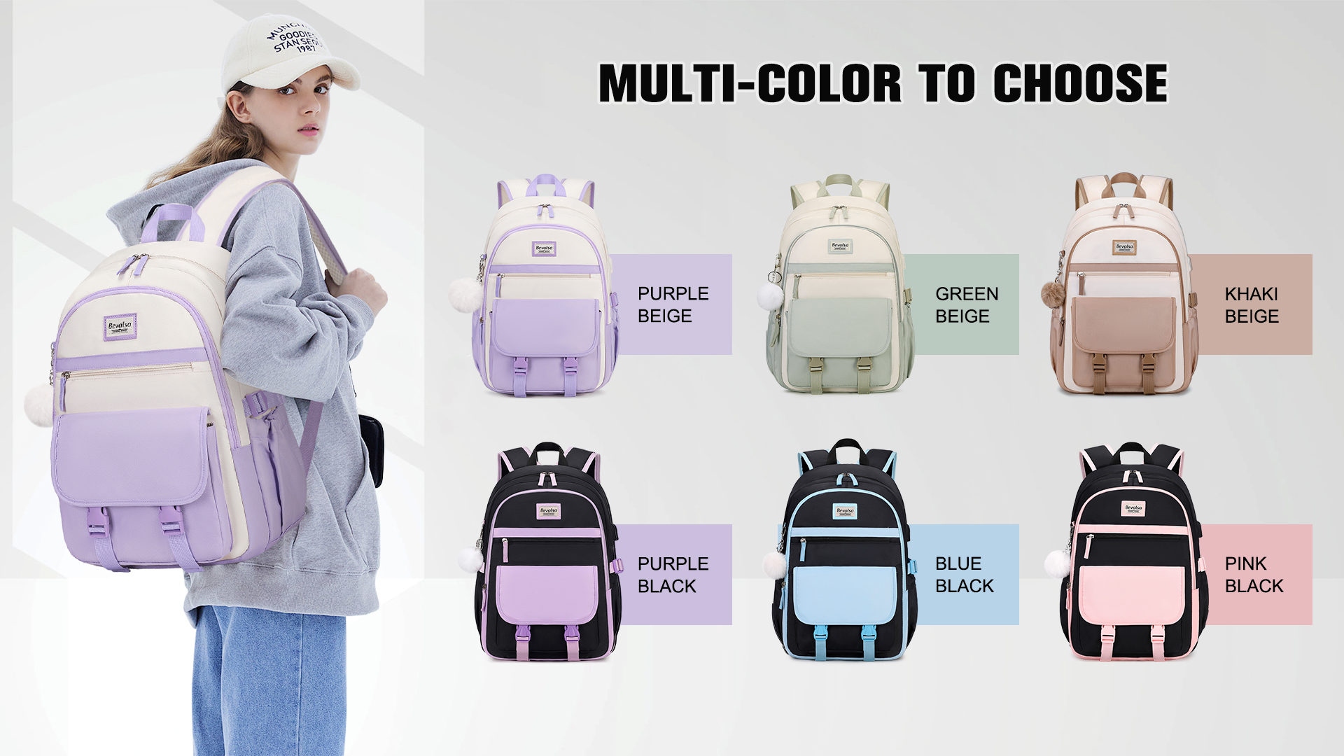 Mochila Y Estuche Niña Bevalsa - Mochila Para Niños Escolares, Con Caja De Almuerzo Y Bolsa Mochila Impermeable Niño