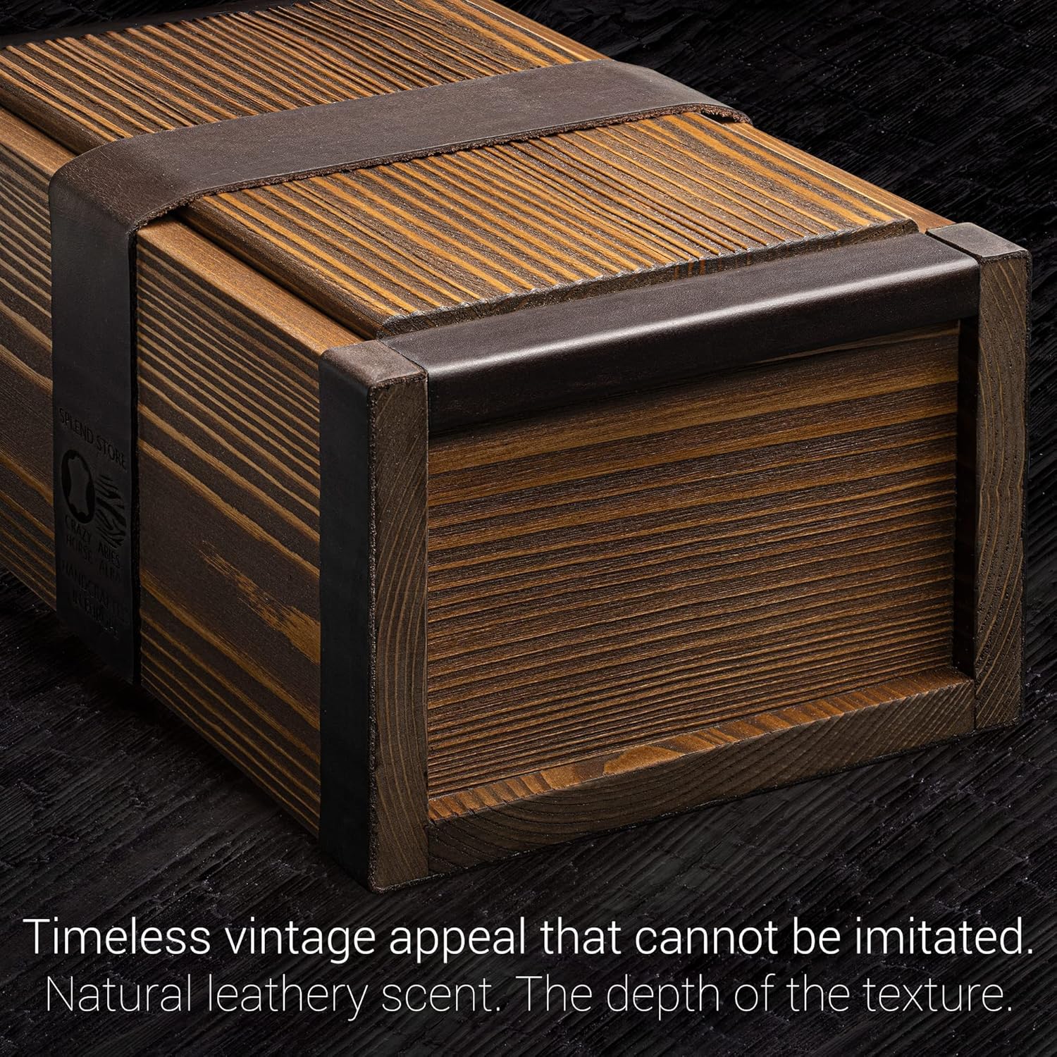 Exclusive Discount 90% Price Vintage Wooden Stash Box with Rolling Tray for Herbs and Accessories - Raw Leather & Wood Combo - Handcrafted in Europe - Great Storage Organizer for Herb Grinder