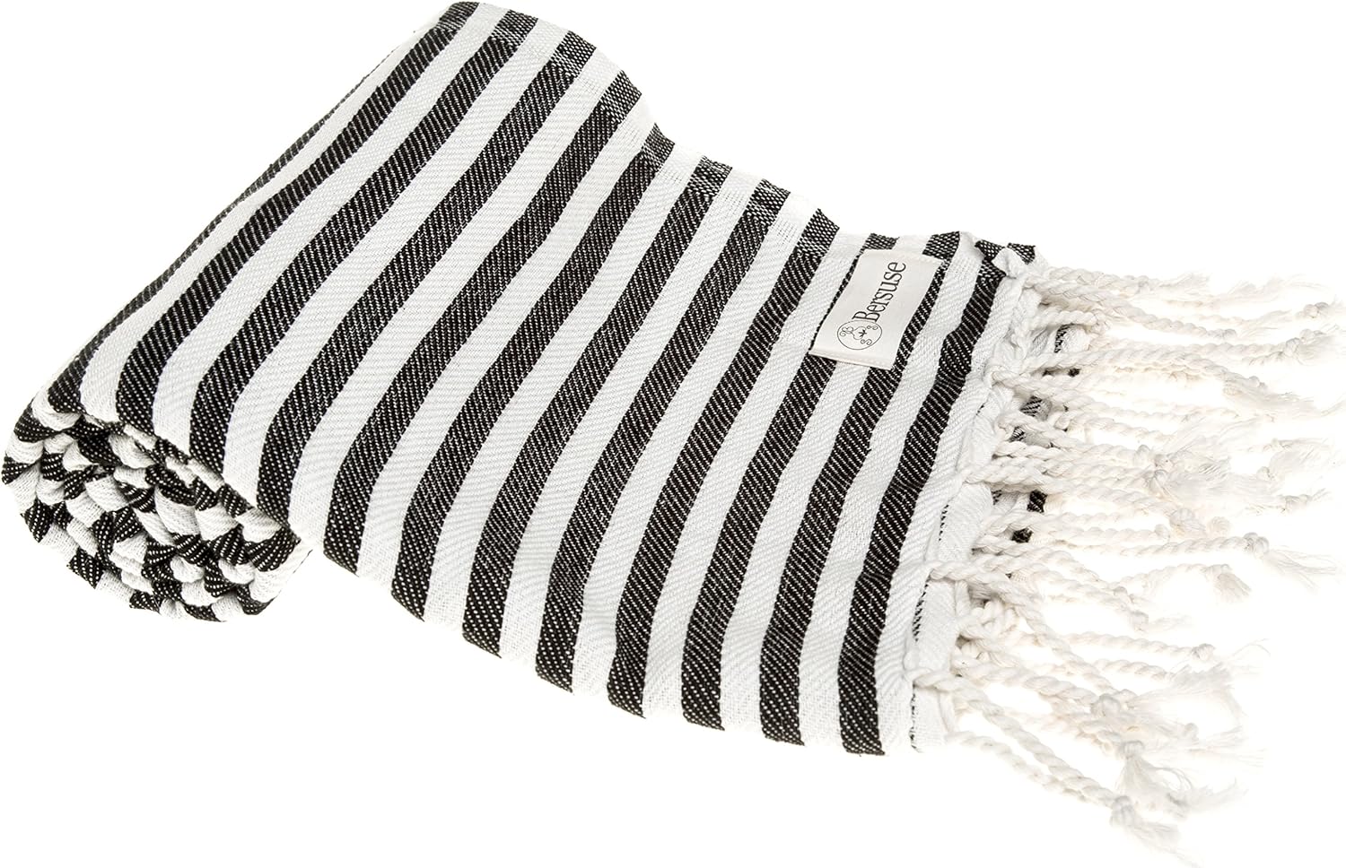 Bersuse 100% Cotton Malibu Turkish Towel - 37x70 Inches, Black