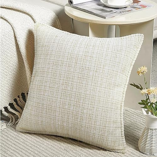 Miniatura 2 de Merrycolor Juego de 2 fundas de almohada de felpilla beige de 18 x 18 pulgadas, fundas de almohada con textura suave con borde cosido, fundas