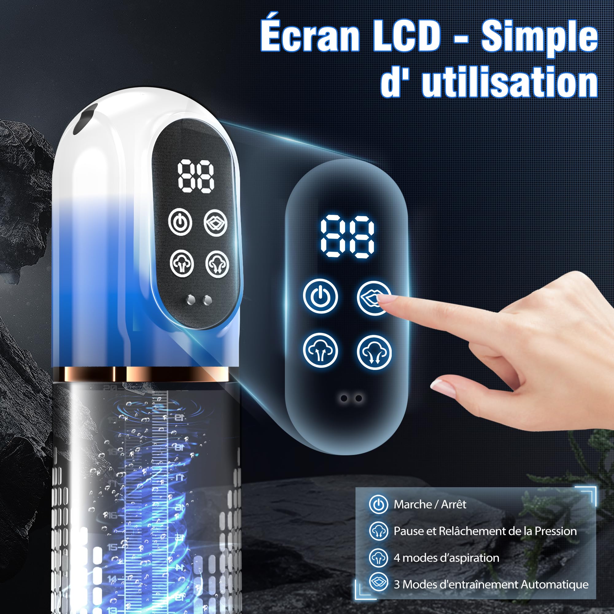 HIVEFUN Sextoyse Homme Sex Pompe a Penis, Pompes à Pénis avec 4 modes de Succion et 3 Modes D'entraînement Automatique, IPX7 Étanche Sex Toys Jouet pour Homme Pompe Penis avec Vaginette Silicone