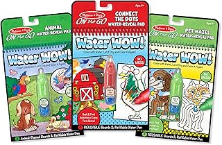 Melissa & Doug On the Go Water Wow! Reusable Water-Reveal Activity Pads, 3-pk, Animals, Connect the Dots, Mazes | Travel Toys, Party Favors, Stocking Stuffers, Mess Free Coloring For Kids Ages 3+