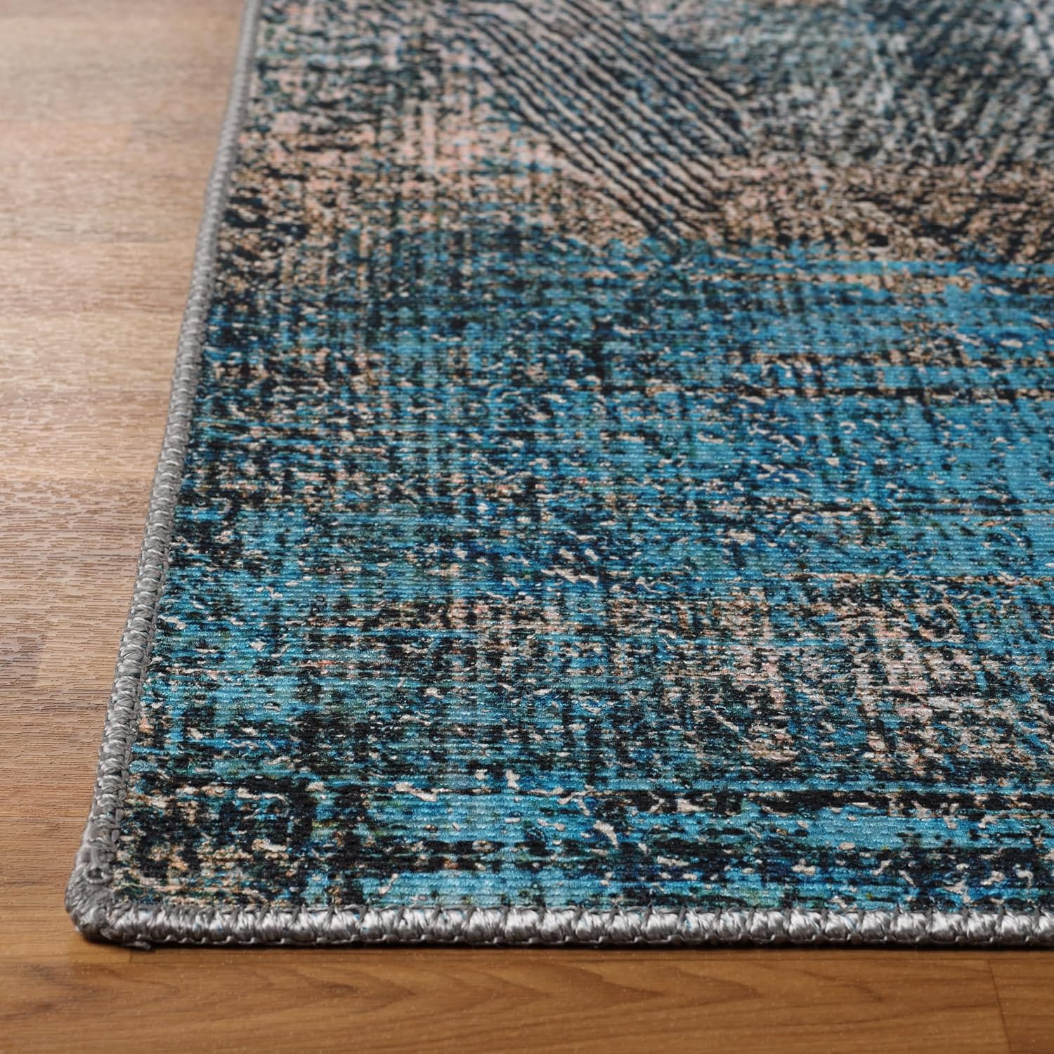 Superior Geometric Modern Indoor Area Rug, Home Floor Decor for Bedroom, Office, Living Room, Dining/Kitchen, Entryway, Cotton Backed, Barnby Collection, 7' 6" x 9' 6", Cerulean Blue
