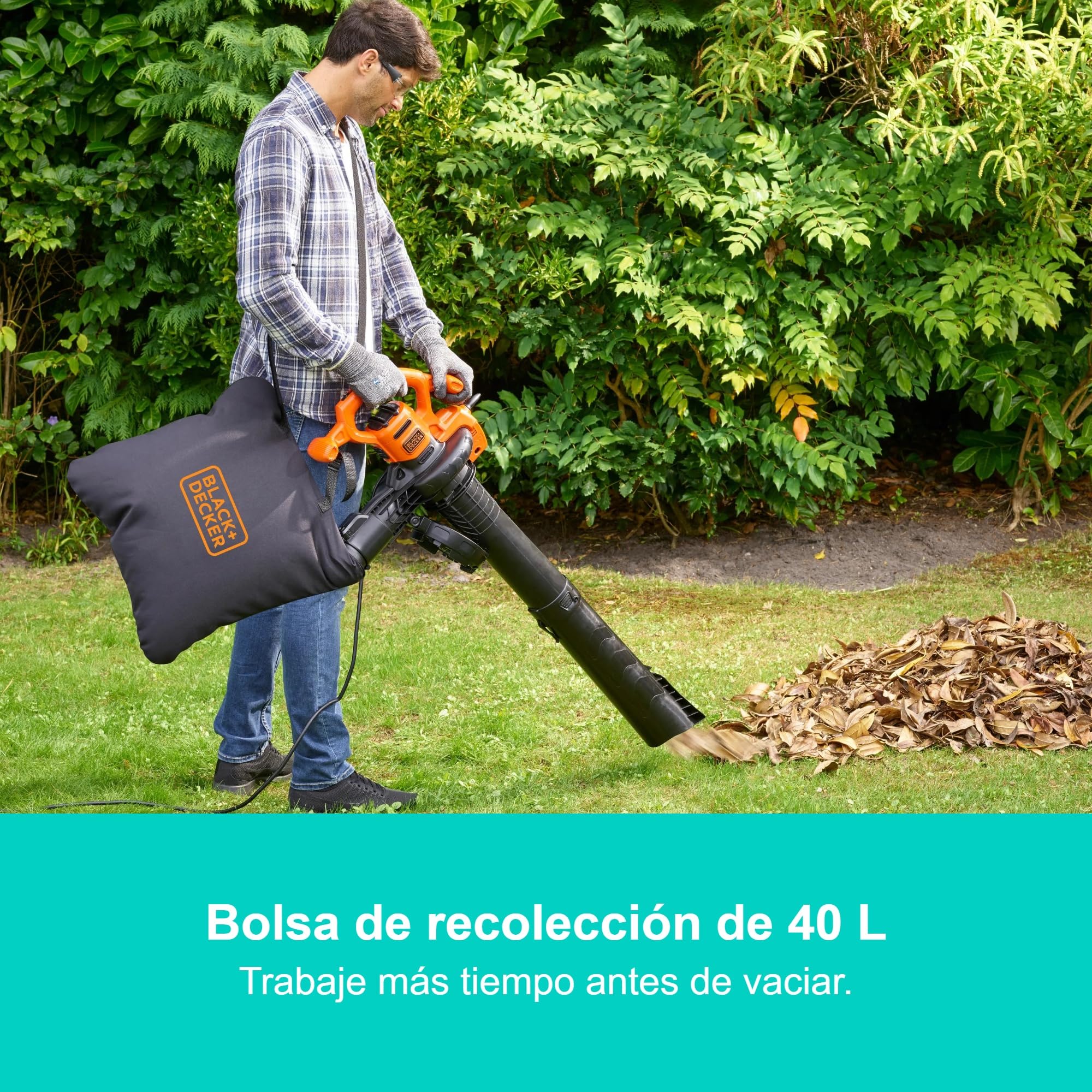 Black+Decker Soplador, Aspirador y triturador de Hojas 3 en 1 de 3000 W, BEBLV300SB-QS