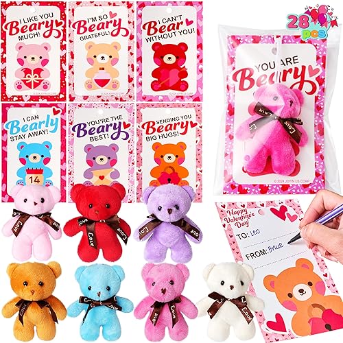 JOYIN 28 Pack Valentine's Day Mini Plush Toys with Gift