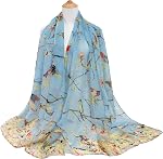GERINLY Scarfs pour les femmes Écharpes et écharpes en coton imprimé aux oiseaux floraux légers pour le châle de printemps