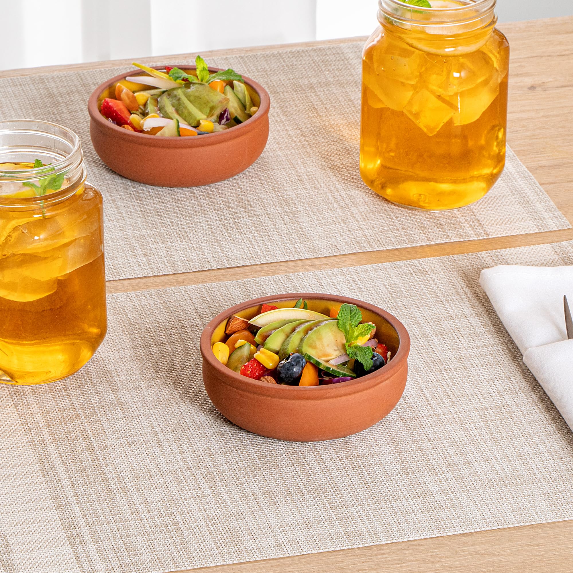 Restaurantware -Terra Tek - Cazuelas in terracotta, 10 pentole in terracotta smaltata gialla per cucinare, pronte per il forno, microonde, pentole da portata in terracotta, lavabili in lavastoviglie,