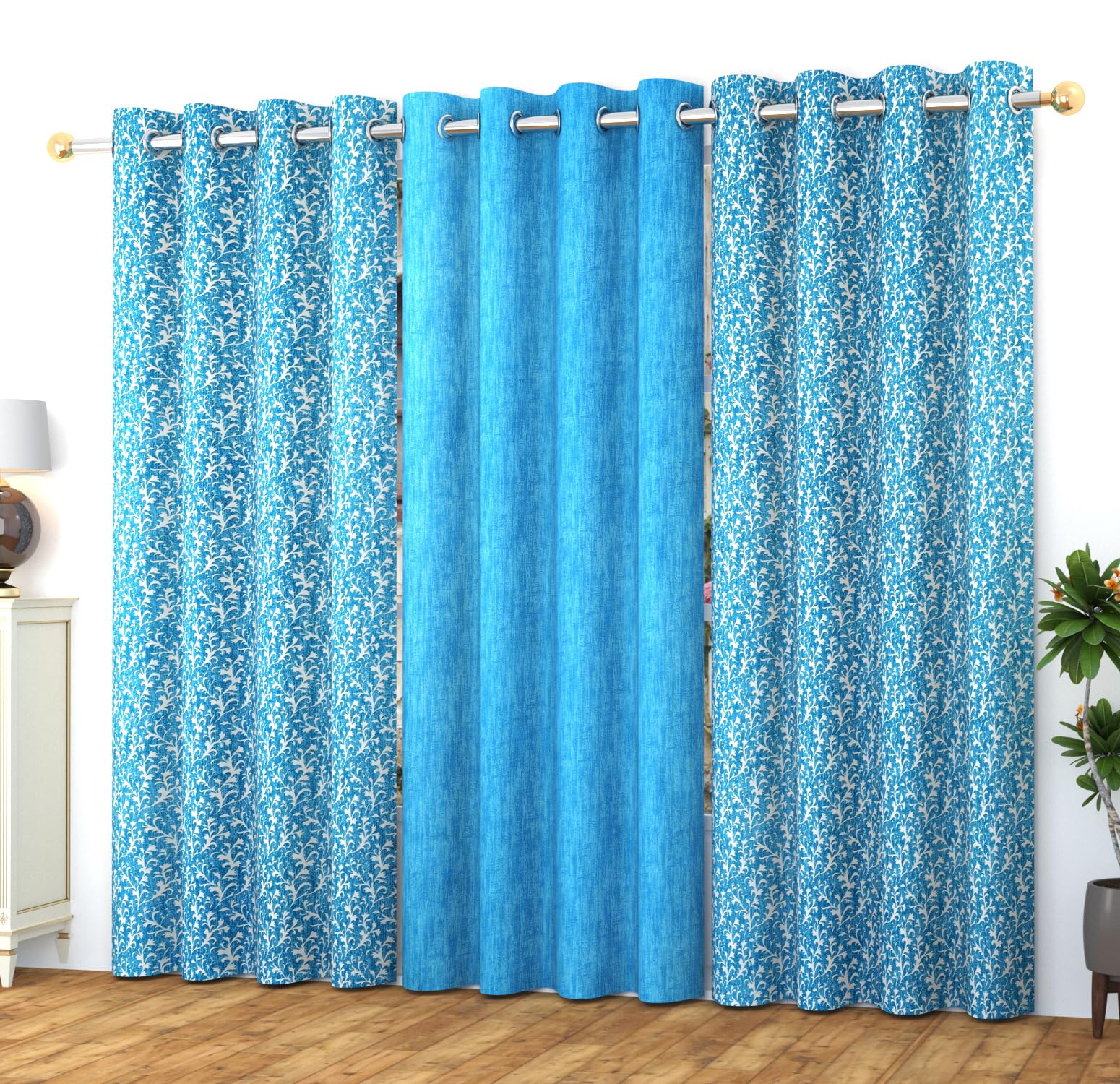 Jiyansh Decor Polyester Carnival Floral Pattern Digital Printed Curtain for Window 4 X 5 Feet | Home and Office | Living Room and Kitchen Hall Set of 3 Pc- Gold (B0D6RJHQ19) Amazon Price History, Amazon Price Tracker