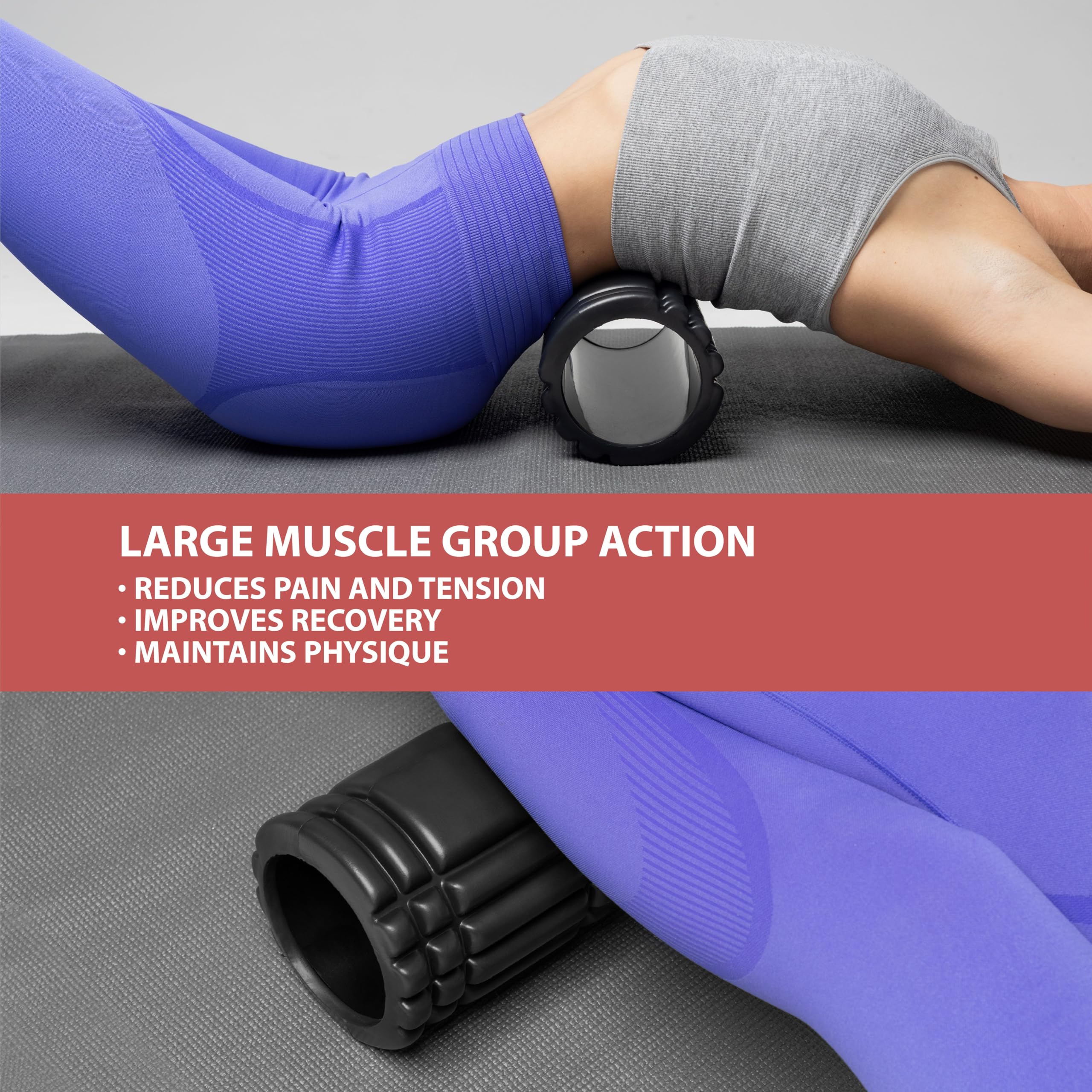 OUTLINER | Rullo per Stretching e Yoga - 33cm | Rullo Pilates | Rullo Massaggio Muscolare | Roller Palestra - Tutti i Gruppi Muscolari | Rullo Massaggio Muscolare Schiena | Nero