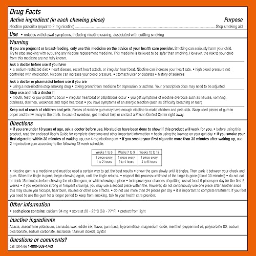Miniatura 11 de Nicorette 2 mg de goma de mascar de nicotina para dejar de fumar - Fruit Chill con sabor a ayuda para dejar de fumar, 100