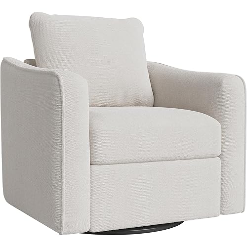 Accent Chair for Living Room, 360° Swivel Reading Chair, Modern Linen Fabric Armchair for Living Room, Comfy Upholstered, Single SofaChair, Beige