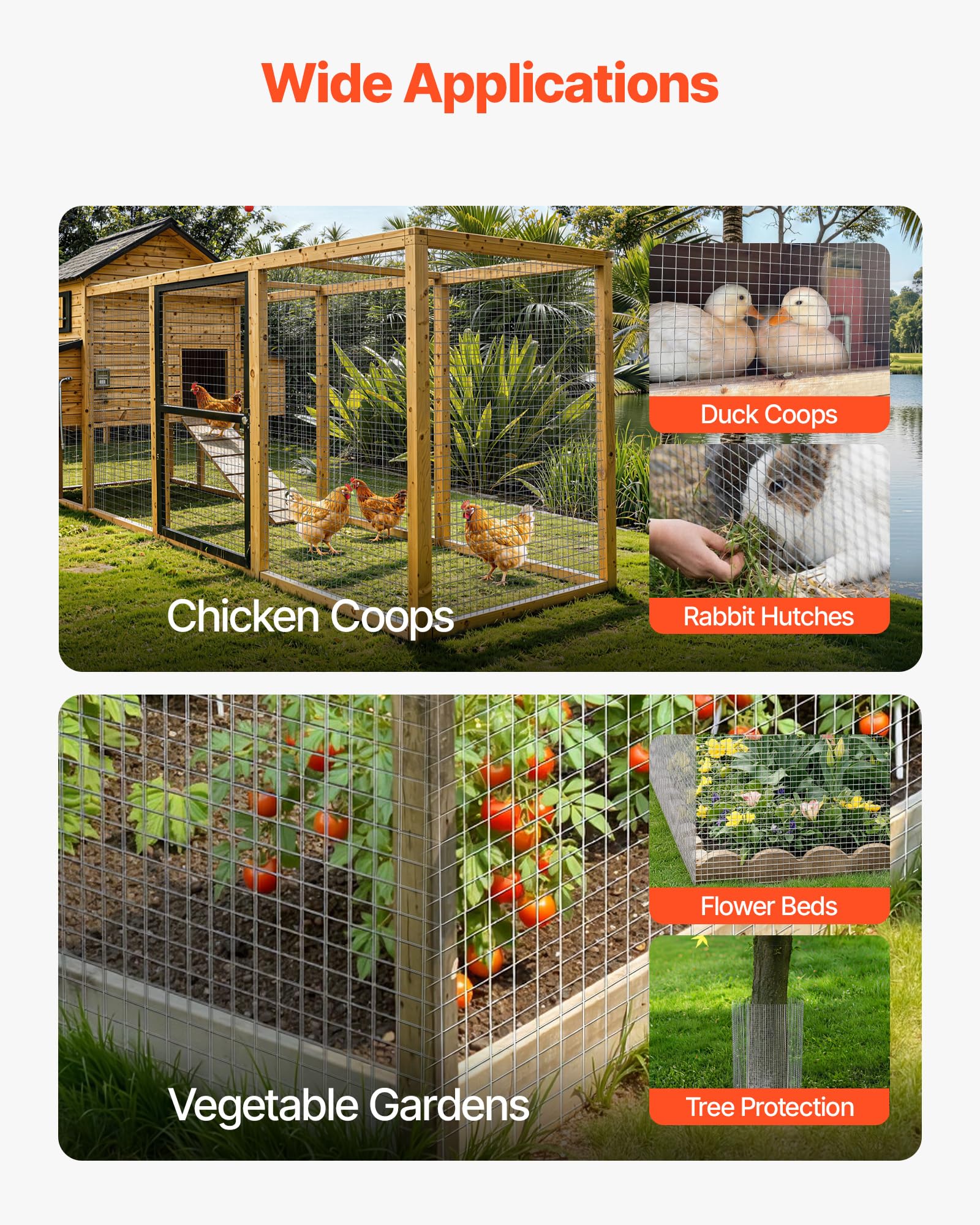 VEVOR Malla Metálica 1,5 m x 15,2 m, Malla de Alambre Fina de 12,7 mm x 12,7 mm, Rollo de Rejilla Metálica de Acero Galvanizado para Gallinero Conejero Jardín de Plantas, Previene Ratones Roedores