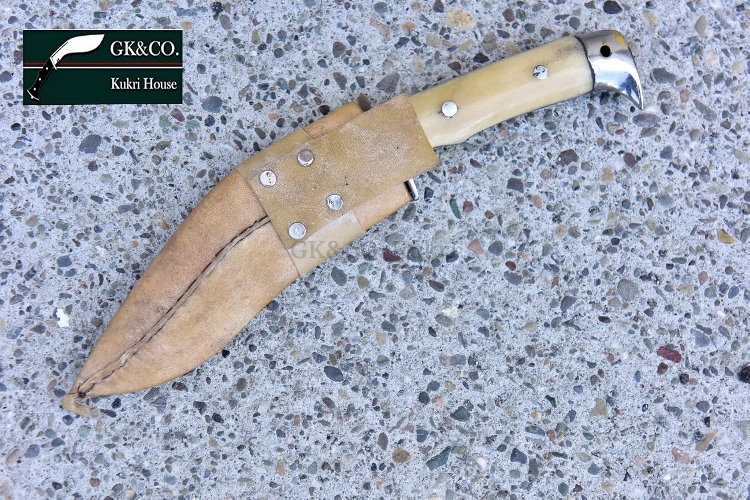 GK&CO. Kukri House Authentic Kukri/Khukuri 5 Inch Blade American Eagle Kukri-Full Tang Bone Handle, Leather Sheath Khukuri- Handmade in Nepal Imported