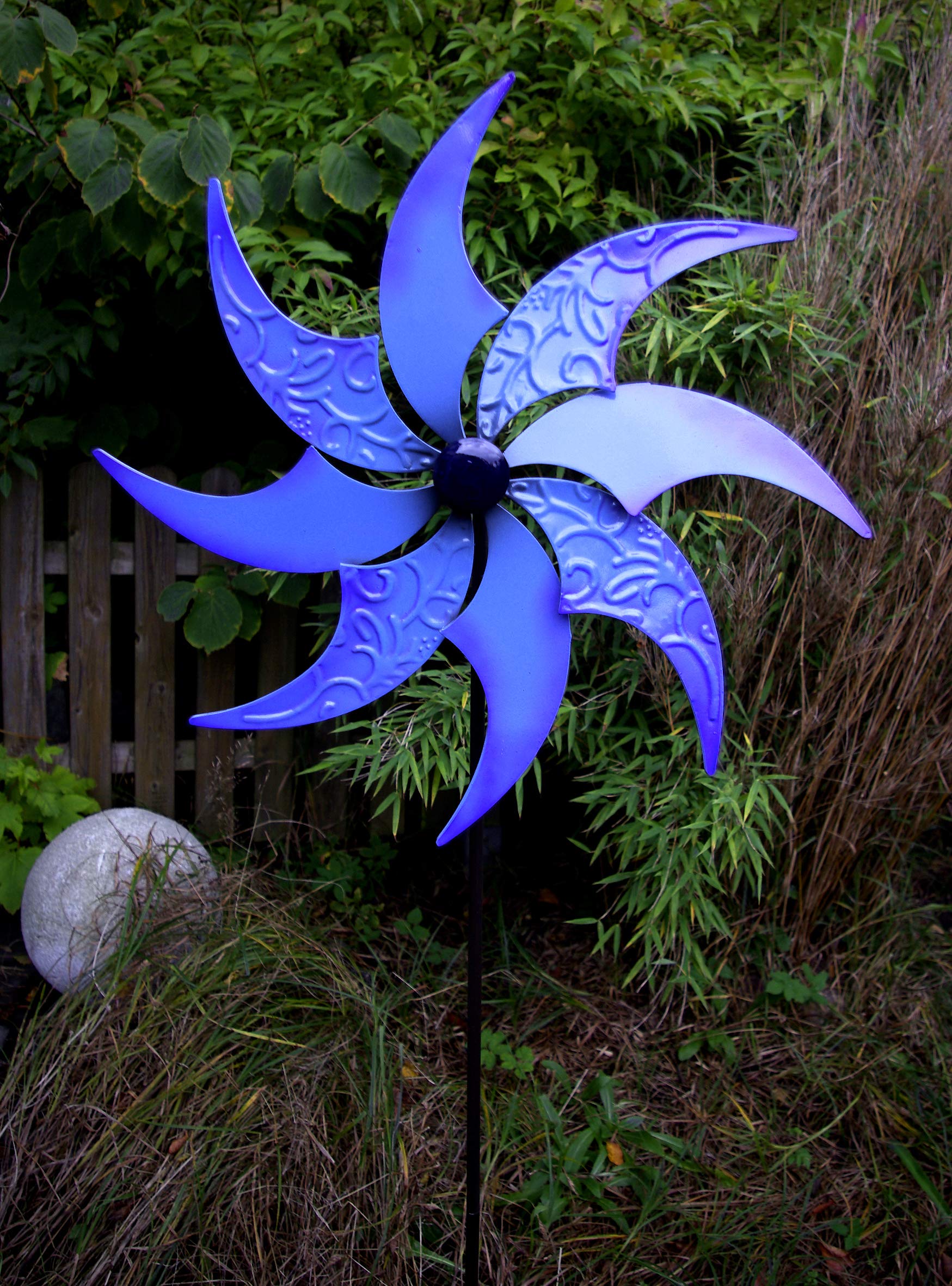 GeKi Trend Windrad Garten Deko – Schmiedeeisen, Vintage-Lila, 150 Cm Hoch, 48 Cm Flügel, Kugelgelagert