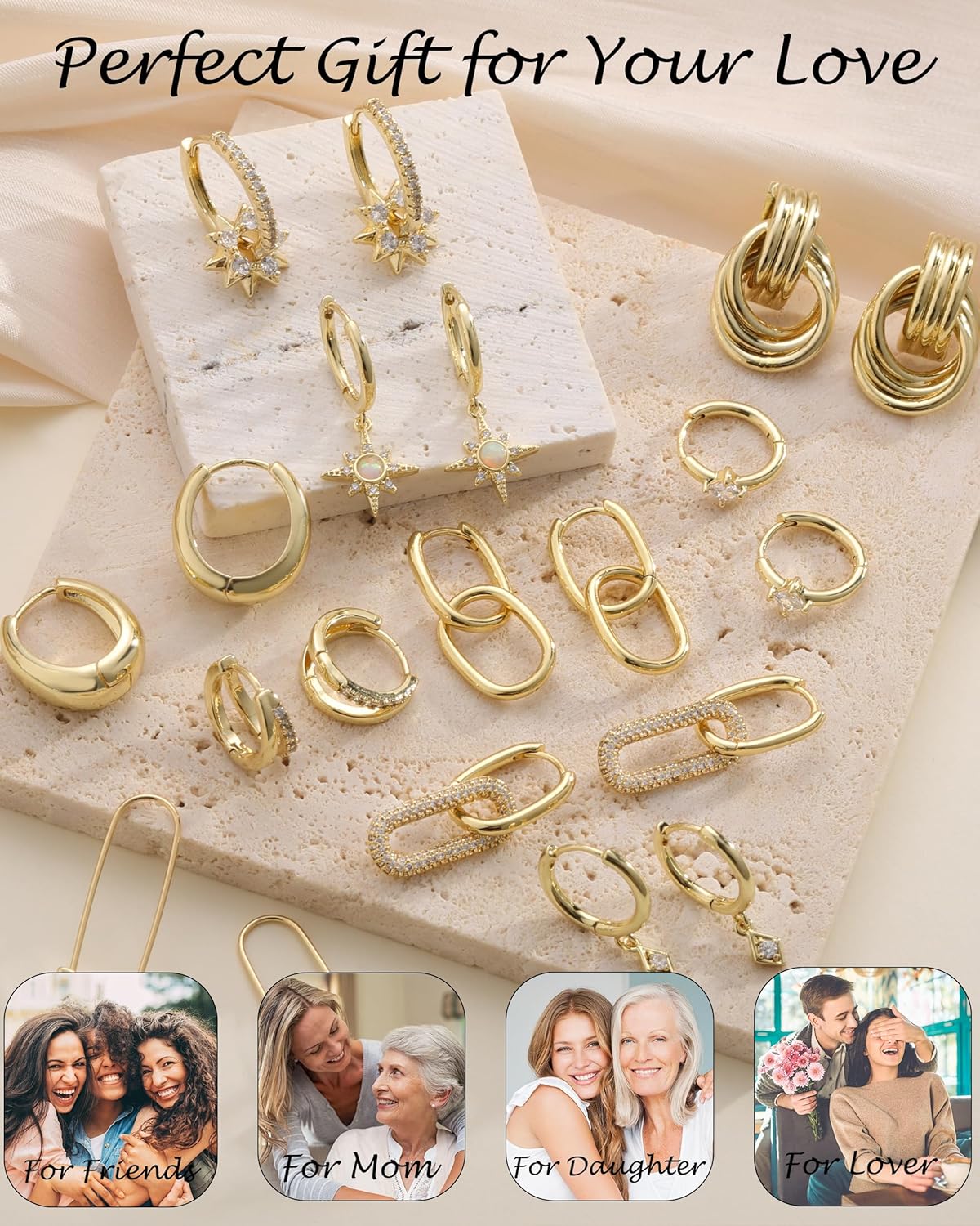 TOBENY Gold Earrings for Women Trendy Dainty Paperclip Link Drop Dangle Earrings 14K Gold Plated Chunky Small Hoop Earrings Lightweight Hypoallergenic Chain Huggie Earrings Jewelry for Gifts - Image 6