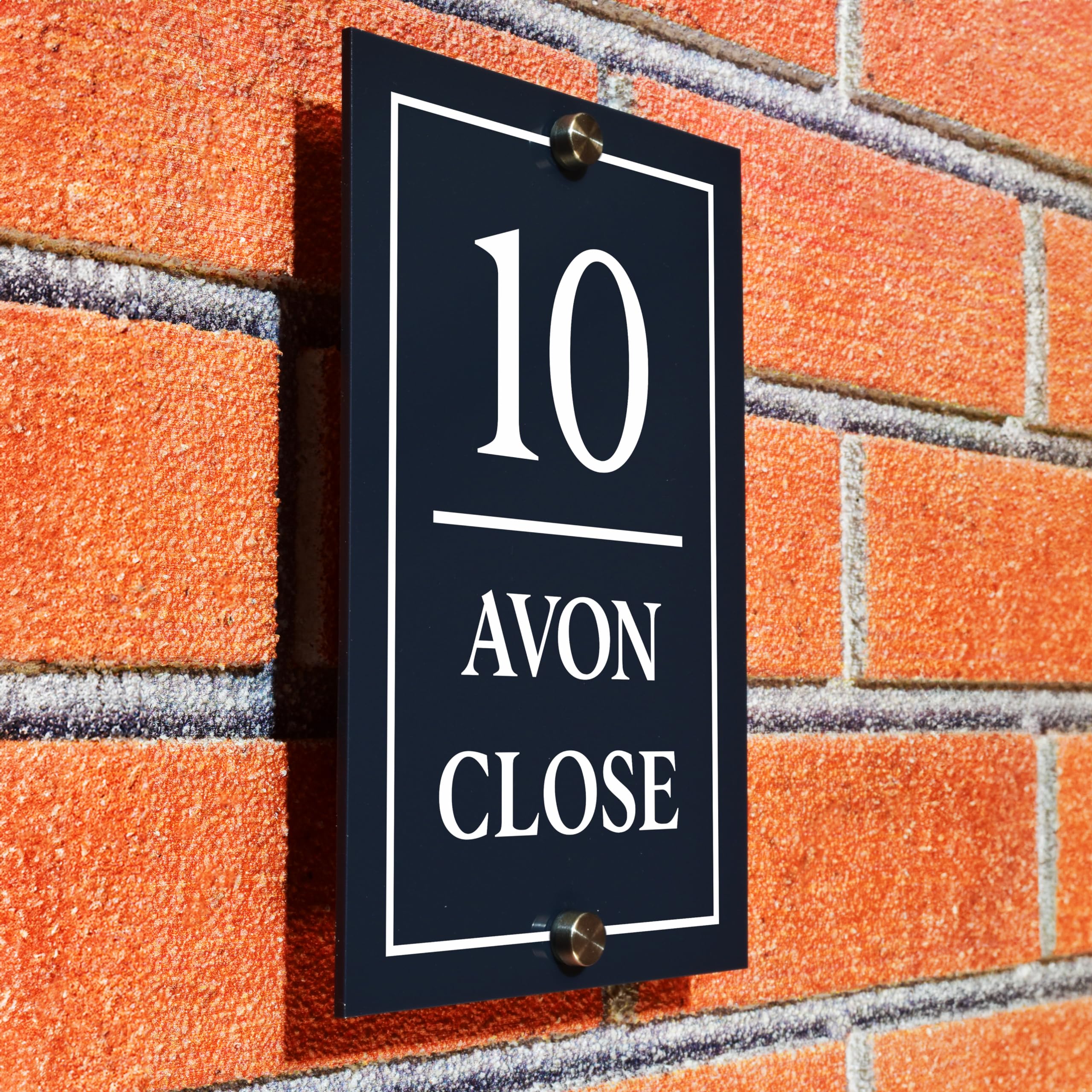Badgemaster Modern Vertical Anthracite Grey House Number Sign Plaque Stainless Steel Standoffs 13cm x 20cm Full Border