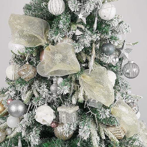 Miniatura 3 de HUIHUANG Cinta de malla dorada decorativa de malla de polietileno de 10 pulgadas, cinta de malla decorativa con lámina metálica ancha dorada para