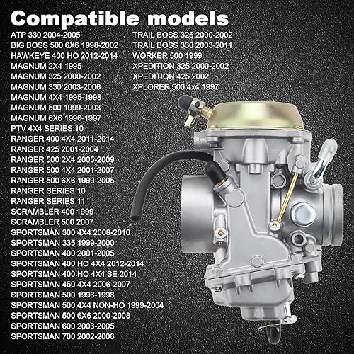Miniatura 5 de Carburador para Polaris Sportsman 500 4x4 6X6 1996-2008, carburador para carburador Polaris Ranger 500 1999-2009 con filtro de aire